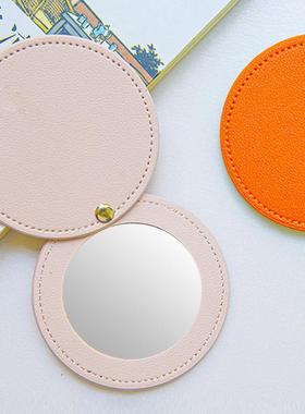 礼品便携PU化妆镜 时尚广告礼品美妆镜子厂家旋转皮革化妆镜