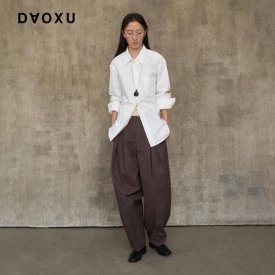 DAOXU倒序纸感立体褶裥休闲裤