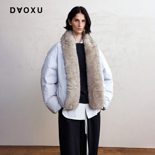 DAOXU倒序 皮毛一体可拆卸毛领 派克环保皮草羽绒服外套