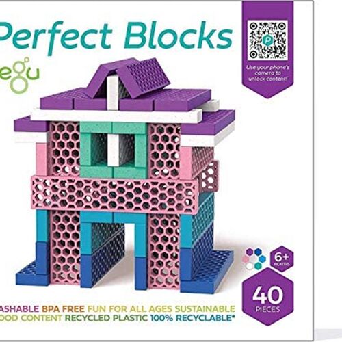 极速Tegu 40 Piece Perfect Blocks Building Set Purple & Blue