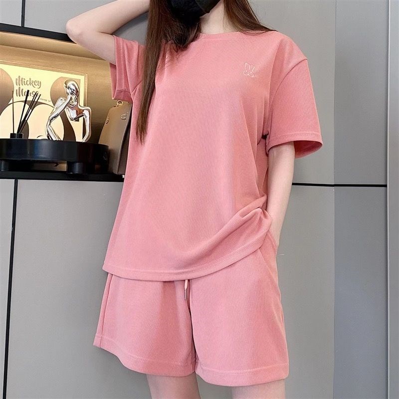 玫红色运动套装女2024年春款时尚套装