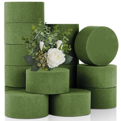 极速4 Pcs Round Floral Foam Green Styrofoam Blocks for Artif
