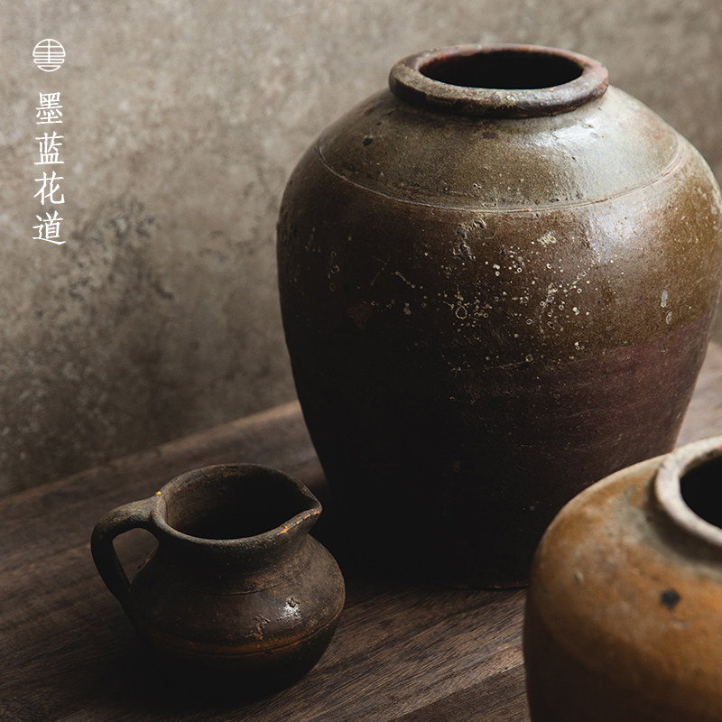 极速旧物老坛子陶罐金缮修复老物件坛子老缸花器禅意中式插花器皿