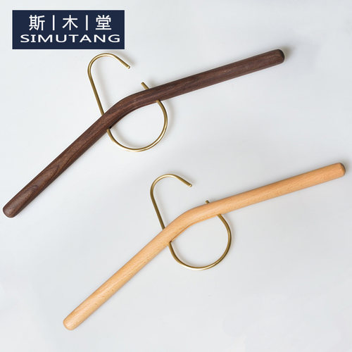 极速家用实木制衣架北欧日式无痕衣服撑子服装店胡桃木铜钩成人衣