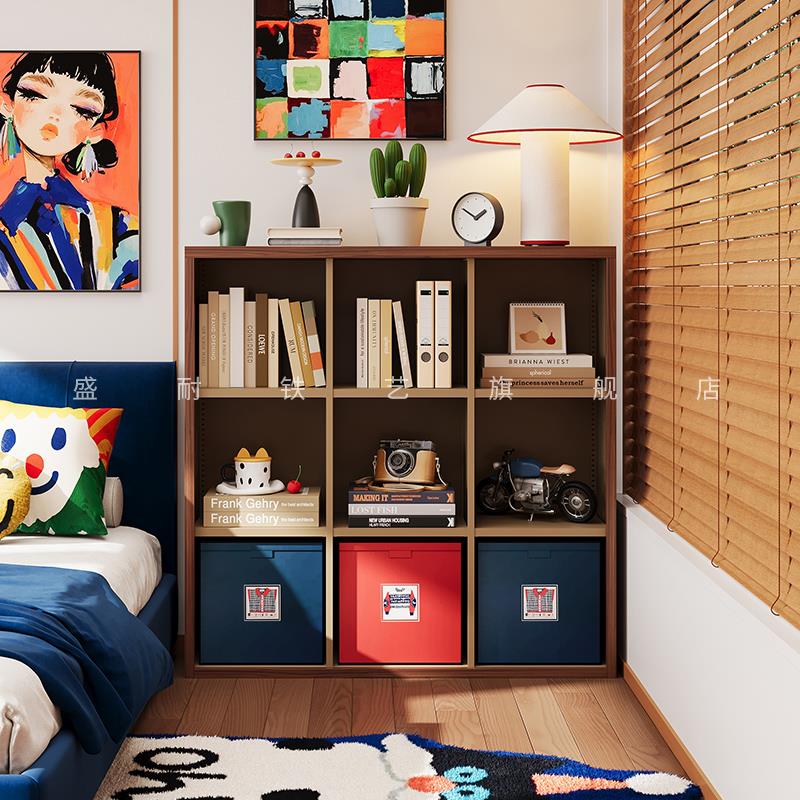 中古包豪斯钢制床头格子柜书柜置物架儿童绘本架卧室铁艺家用书架