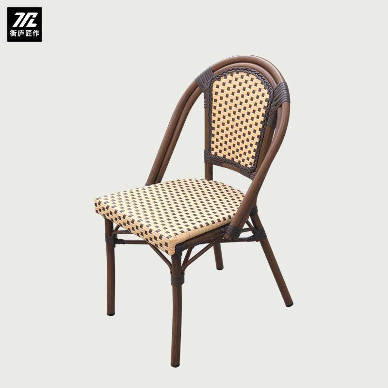覆古餐椅户外休闲咖啡厅椅彷藤编奶茶店外摆法式桌椅网红创意设计