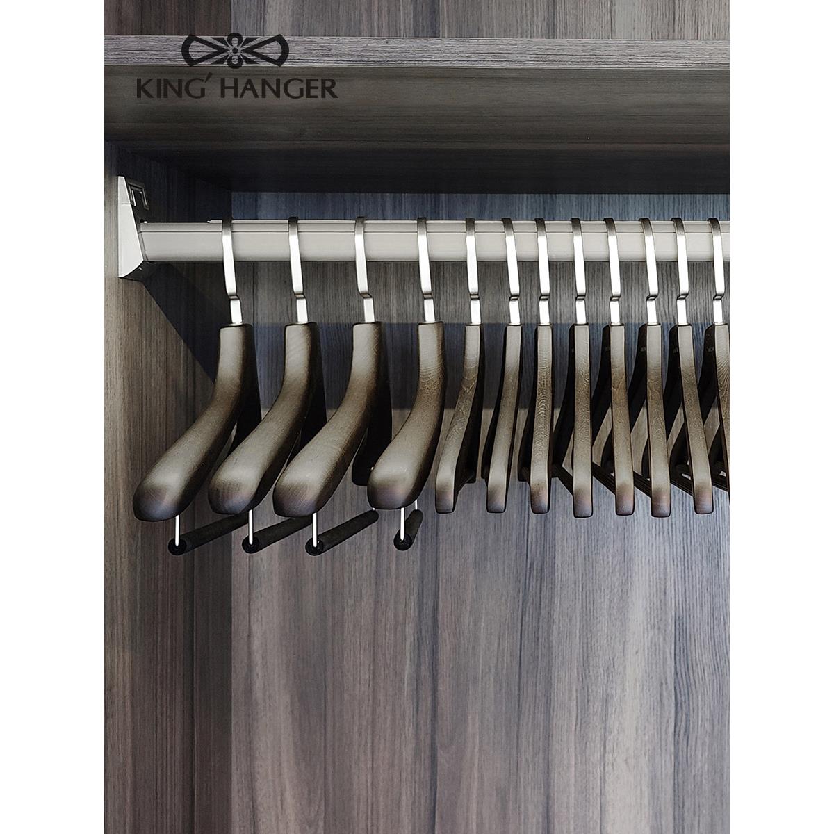 金领结黑色高端时尚实木衣架高档西服衣挂宽肩无痕衣柜木质衣撑