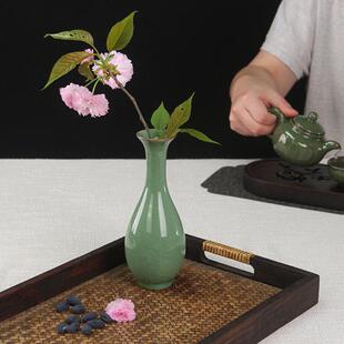 龙泉青瓷花瓶简约花器创意客厅装饰中式高档陶瓷水培花插小摆件