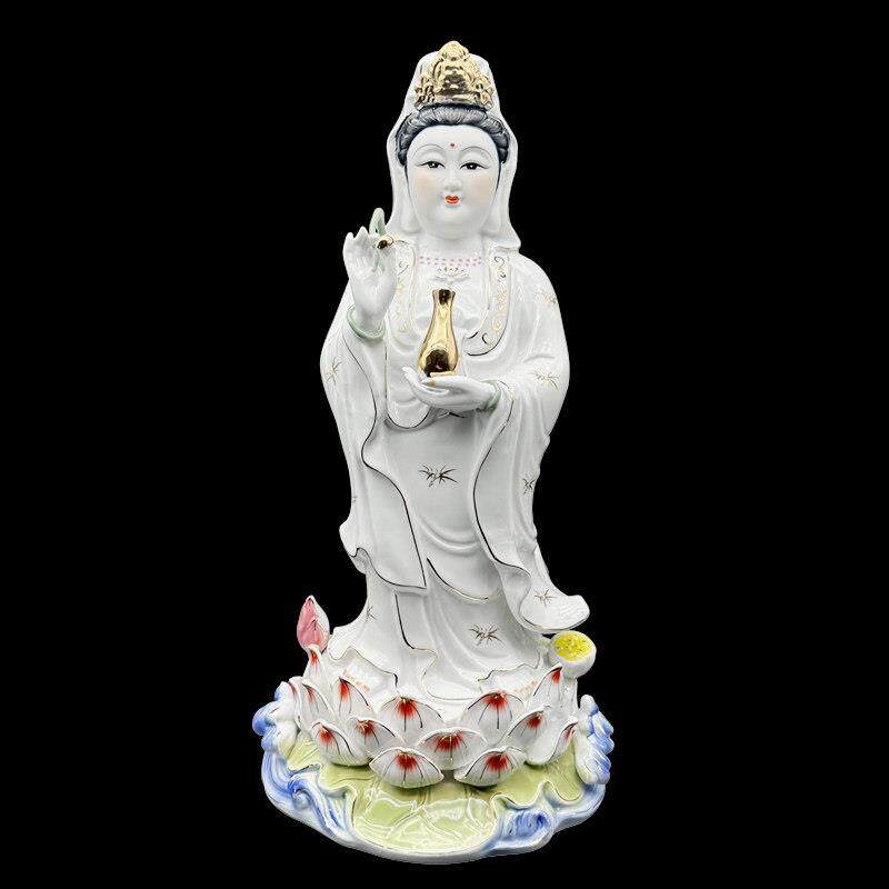 陶瓷站白衣观音菩萨佛像家居南海观世音菩萨神像观音娘娘立式摆件