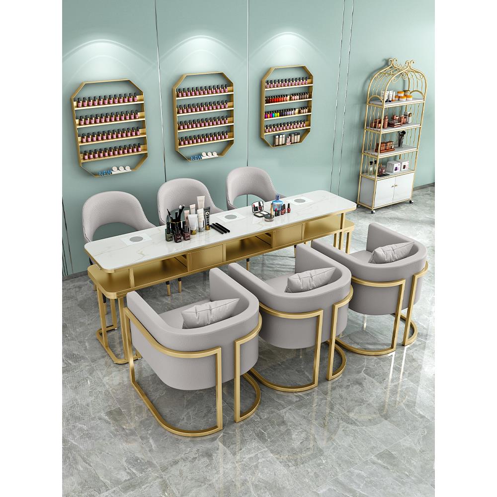 轻奢大理石吸尘器美甲桌椅套装特价沙发椅网红全套单双三人美甲桌