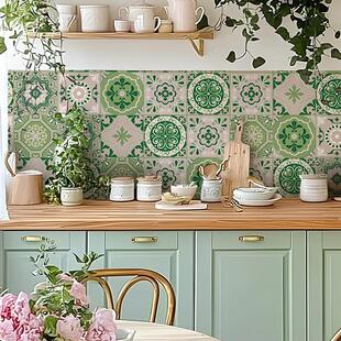 春日迟迟| 覆古摩洛哥风格厨房磁砖贴画遮丑补洞翻新贴纸防水加厚