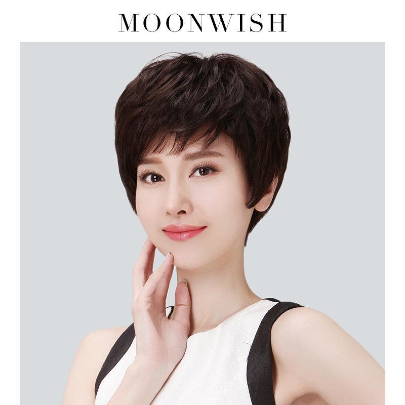 假发女短发短卷发中老年假发套妈妈真人头套女士真发全头套女自然