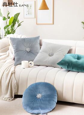 斯堪的纳维亚枕头无障碍豪华客厅沙发垫白色莱茵石垫黑色腰枕欧洲
