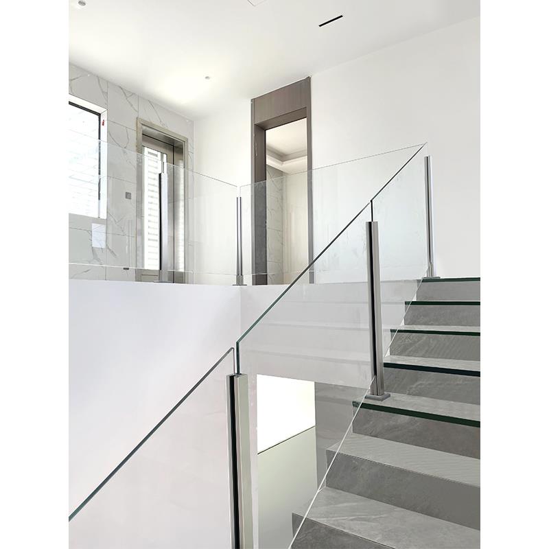现代钢化玻璃极简约别墅楼梯扶手室内家用护栏阳台栏杆不锈钢立柱