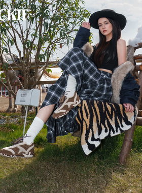 COCKTT【拉菲德训】冬季新款时尚加绒德训鞋女鞋保暖休闲毛毛鞋