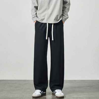 真全棉宽松直筒青少年休闲裤男