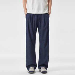 高级感仿牛仔休闲裤男士2026春季新款弯刀西裤美式通勤宽松长裤子