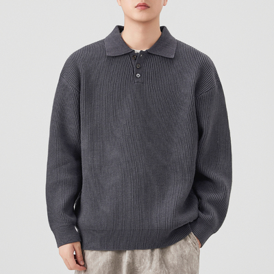 简约高级感POLO领毛衣男秋冬新款