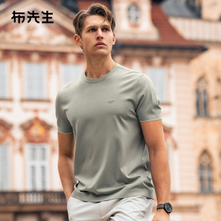 圆领针织衫 夏季 马鞍肩字母印花凉感ET16207 T恤男士 布先生轻奢短袖