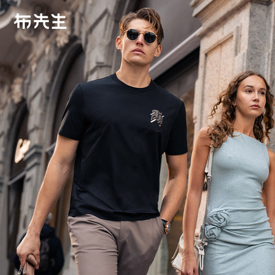 布先生轻奢圆领抗皱t恤衫夏季