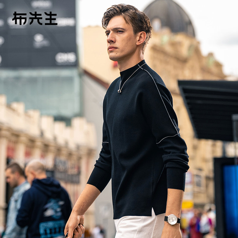 布先生轻奢秋冬长袖男士羊毛衫小高领毛衣解构线条时尚PT15580,男装,针织衫/毛衣,淘宝优惠券,粉丝福利购,淘宝优惠卷