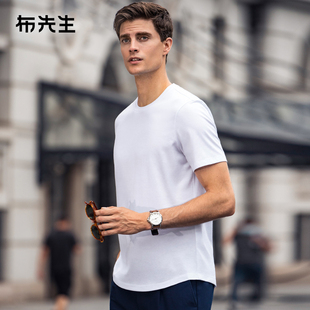 布先生轻奢显瘦弧形下摆纯色t恤柔软纯棉短袖 简约休闲AT681 男士