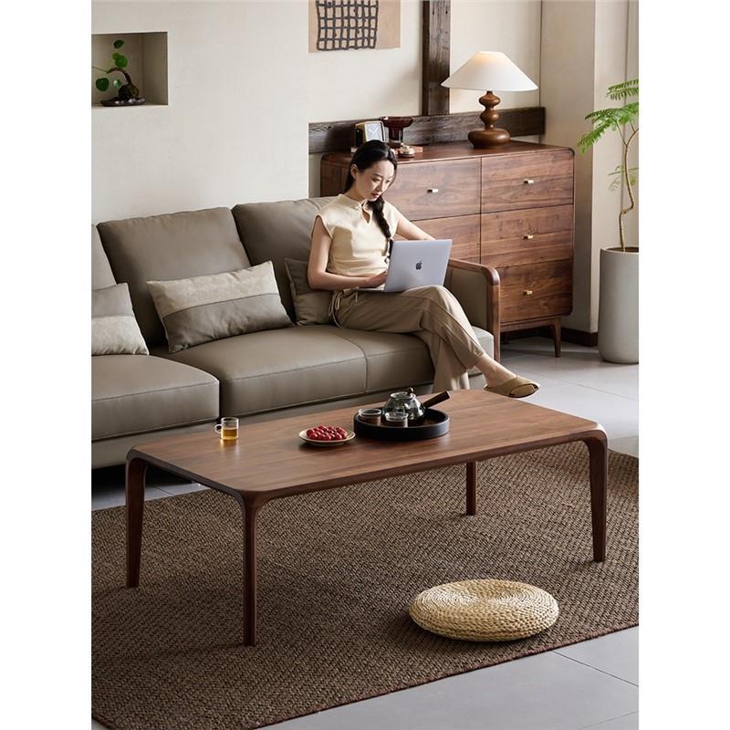现代简约北美黑胡桃木茶几客厅全实木榫卯一体矮桌小户型家用茶台