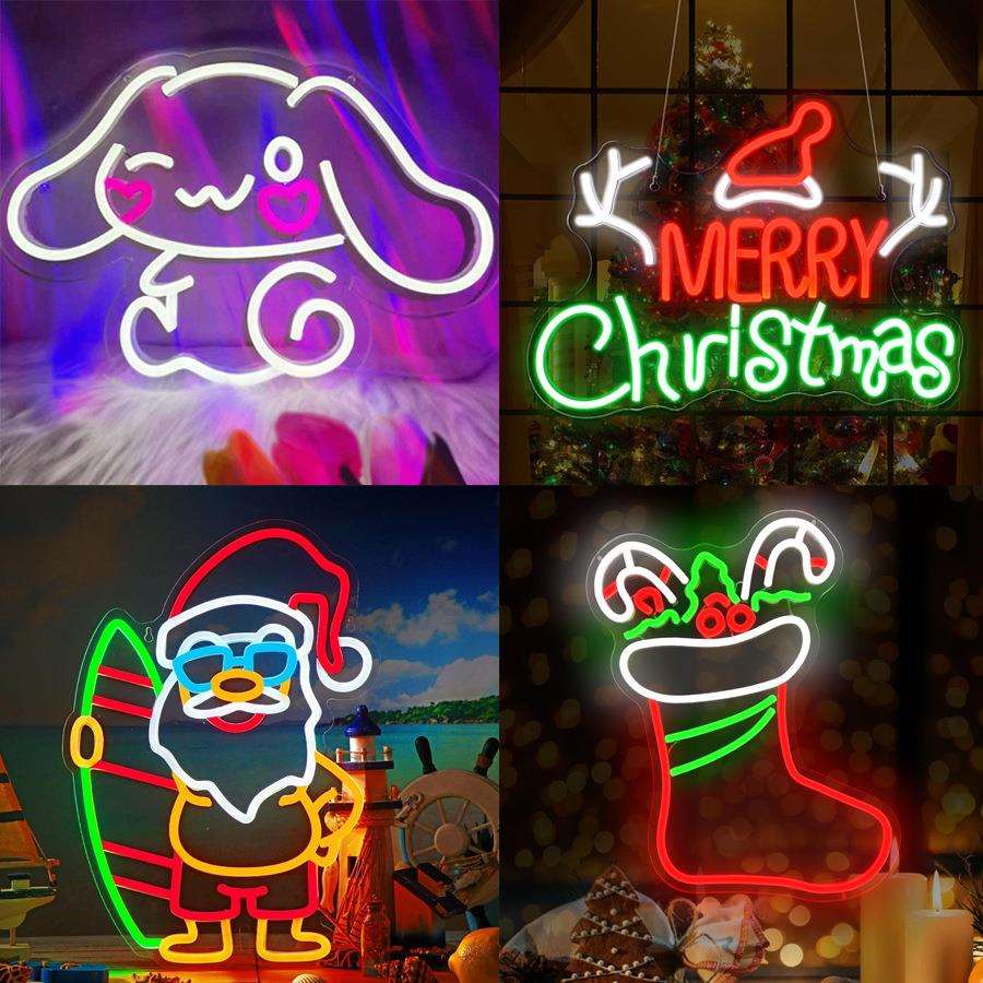 跨境霓虹灯标志Merry Christmas 圣诞节灯牌房间派对装饰氛围灯