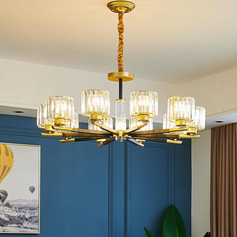 新款全铜水晶灯轻奢客厅吊灯卧室餐厅灯大气家用现代简约套餐灯具