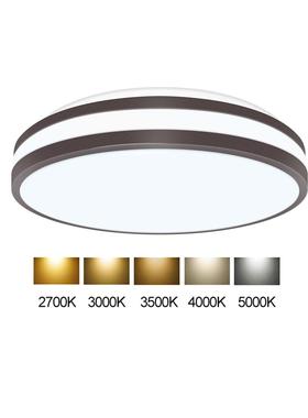 沃比特黑色电镀色12寸14寸2700K-5000K五色温LED双圈吸顶灯北