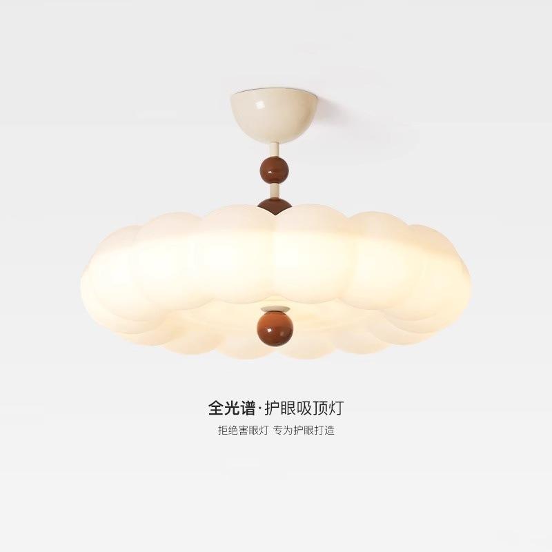 云朵奶油风卧室护眼吸顶灯法式中古主卧灯儿童房灯书房南瓜半吊灯