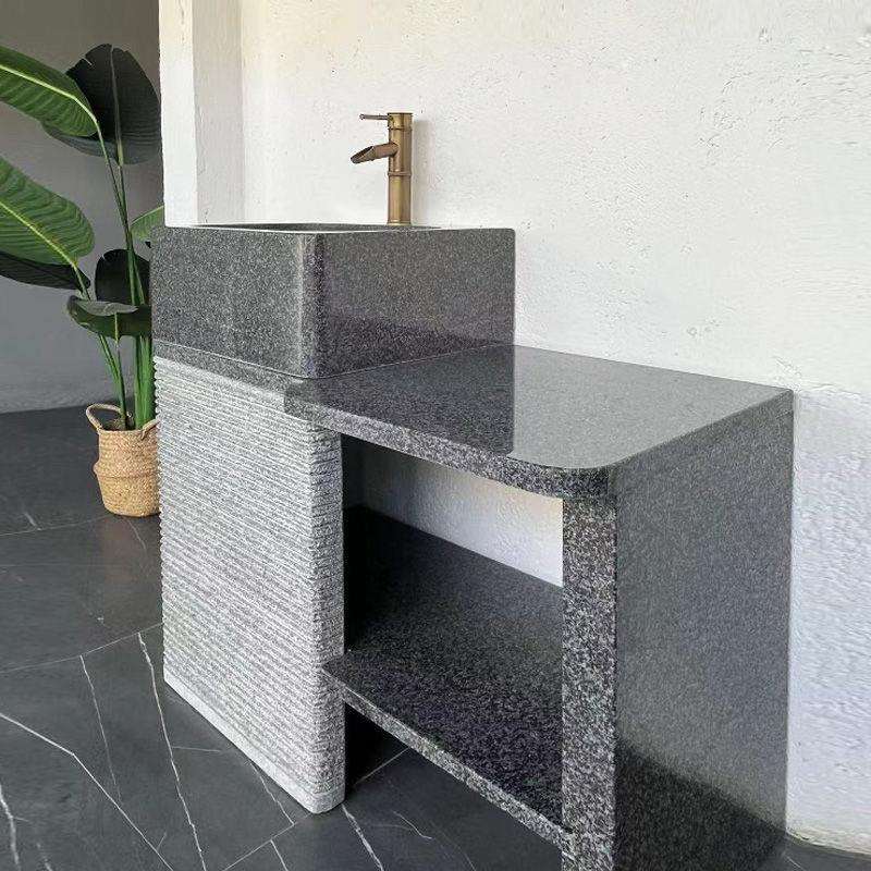 户外庭院石头洗手台盆一体石材大理石室外洗手池阳台组合柜可dz