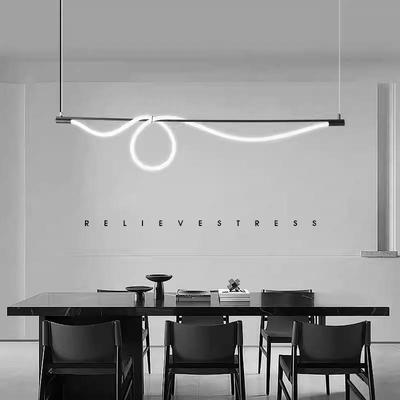 全铜极简餐厅吊灯现代简约轻奢高级感一字长条灯餐桌吧台艺术灯具