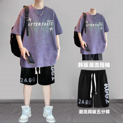 青少年短袖T恤男生夏季美式潮流