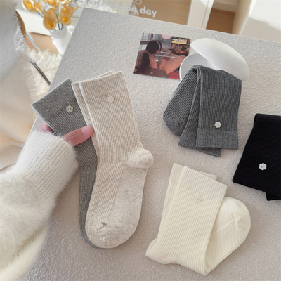 蚂蚁同学微压无骨花朵纽扣堆堆袜