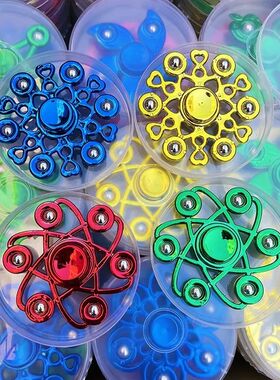 地摊庙会套圈打枪用儿童大号指尖陀螺电镀五六珠整箱发货量大