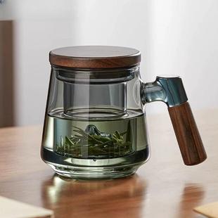 家用茶水分离客厅带客泡茶杯高硼硅玻璃三件杯大容量带过滤喝茶杯