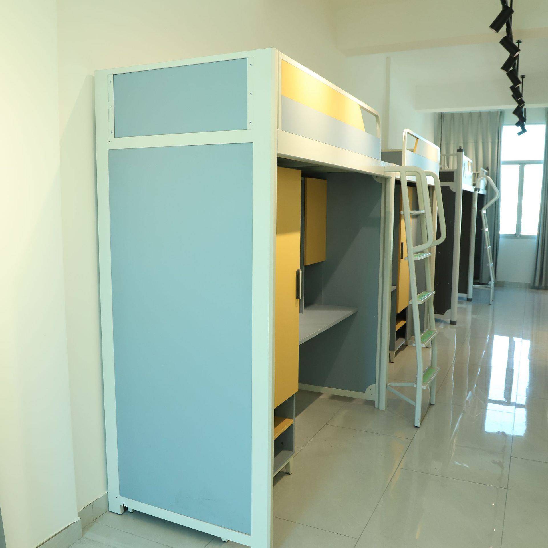 招标上床下桌大学生宿舍钢木床组合式书桌带衣柜床学校公寓单人床