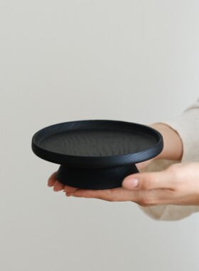 柒月里白蜡木炭烧高脚壶承茶点盘果盘茶壶盖碗底座干泡台实木侘寂