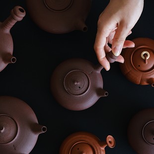 潮州煮水壶潮州工夫茶道砂铫壶纯手工陈腐红泥煮茶壶炭火侧把陶壶