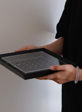 柒月里日式铁艺可储水亚克力茶盘家用方形泡茶盘简壶承干泡盘茶盘