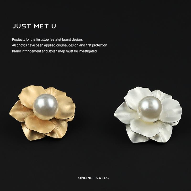 金属珍珠花纽扣大衣毛衣皮草装饰扣高脚貂皮袖扣胸花气质时尚扣子