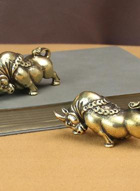 纯铜铜牛摆件纯铜牛气冲天铜器家居装饰客厅办公桌动物黄铜工艺品