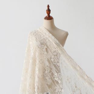 水溶棉线立体网纱蕾丝绣花面料满幅高品质刺绣女装 连衣裙花边面料