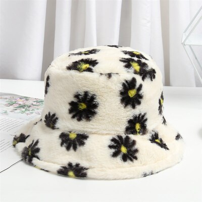 New Fashion Women Bucket Hat Faux Fur Fisherman Cap Multicol