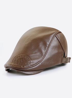 JAMONT PU Leather Newsboy Cap Winter Berets Male Warm Visors