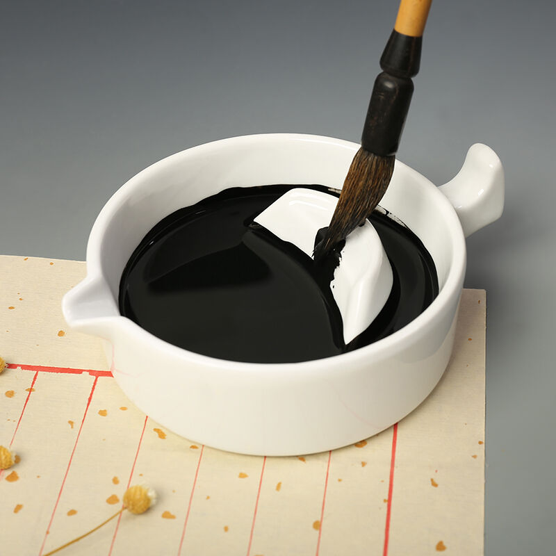 弘梅多功能白瓷砚台简约笔搁盛墨汁墨海毛笔架文房四宝学生成人用