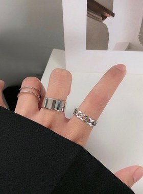 LATS Punk Metal Geometry Circular Punk Rings Set Opening Ind