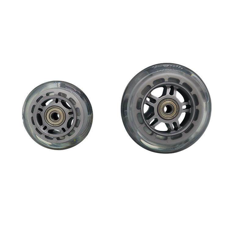 新品3寸滑板车溜冰鞋轮子4寸静音软胶单轮双轴承脚轮透明聚氨酯万