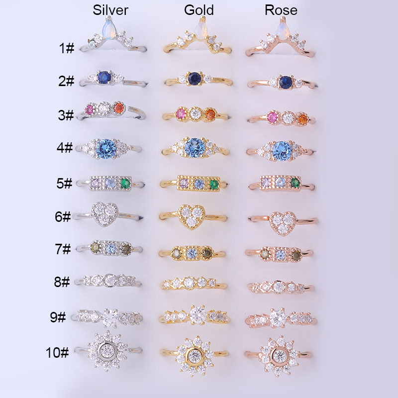 2022 New 1PC 0.8x8mm Colorfull Zircon Hoop Nose Rings Tiny H